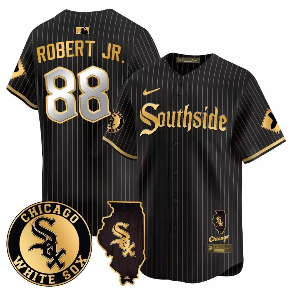 Luis Robert Jr. 2024 City Connect Black Gold Jersey | Chicago White Sox Limited Edition | All Stitched | For Men, Women & Youth