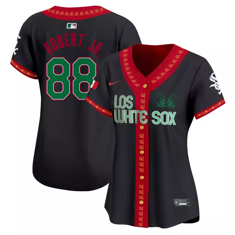Luis Robert Jr. Women's Jackie Robinson Patch Black Gold Jersey | Chicago White Sox 2024 Limited Edition | All Stitched | For Women