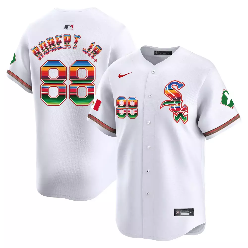 Luis Robert Jr. White Men's Illinois Patch Mexico Jersey | Premier Limited Edition | Stitched Fan Gear for Men, Women & Youth