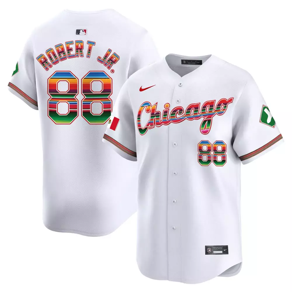 Luis Robert Jr. White Men's Illinois Patch Mexico Jersey | Premier Limited Edition | Stitched Fan Gear for Men, Women & Youth