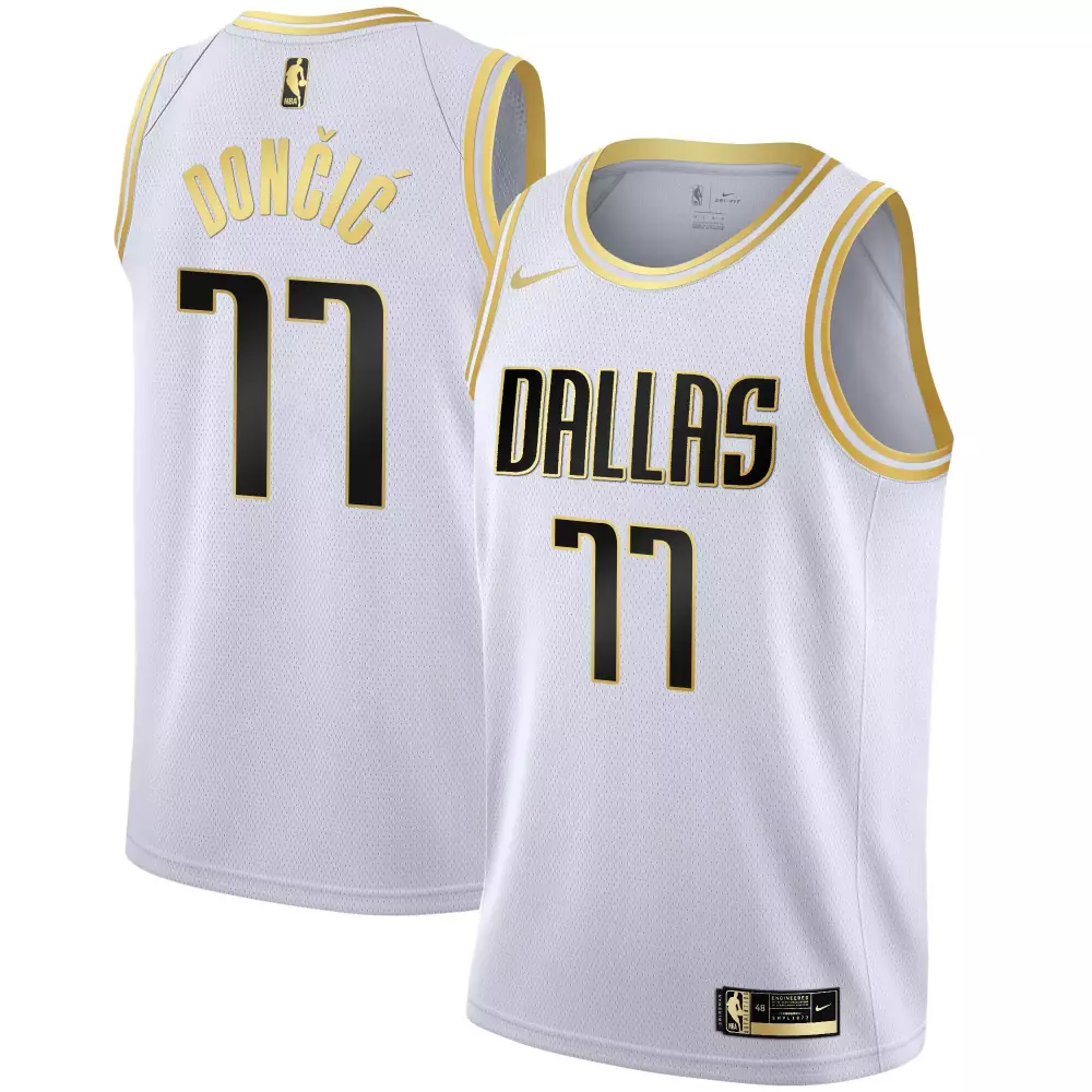 luka doncic white gold mens dallas mavericks 2024 finals texas patch baseball jersey all stitched