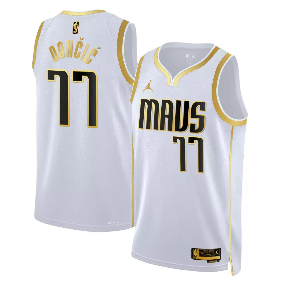 luka doncic white gold mens dallas mavericks 2024 finals texas patch baseball jersey all stitched