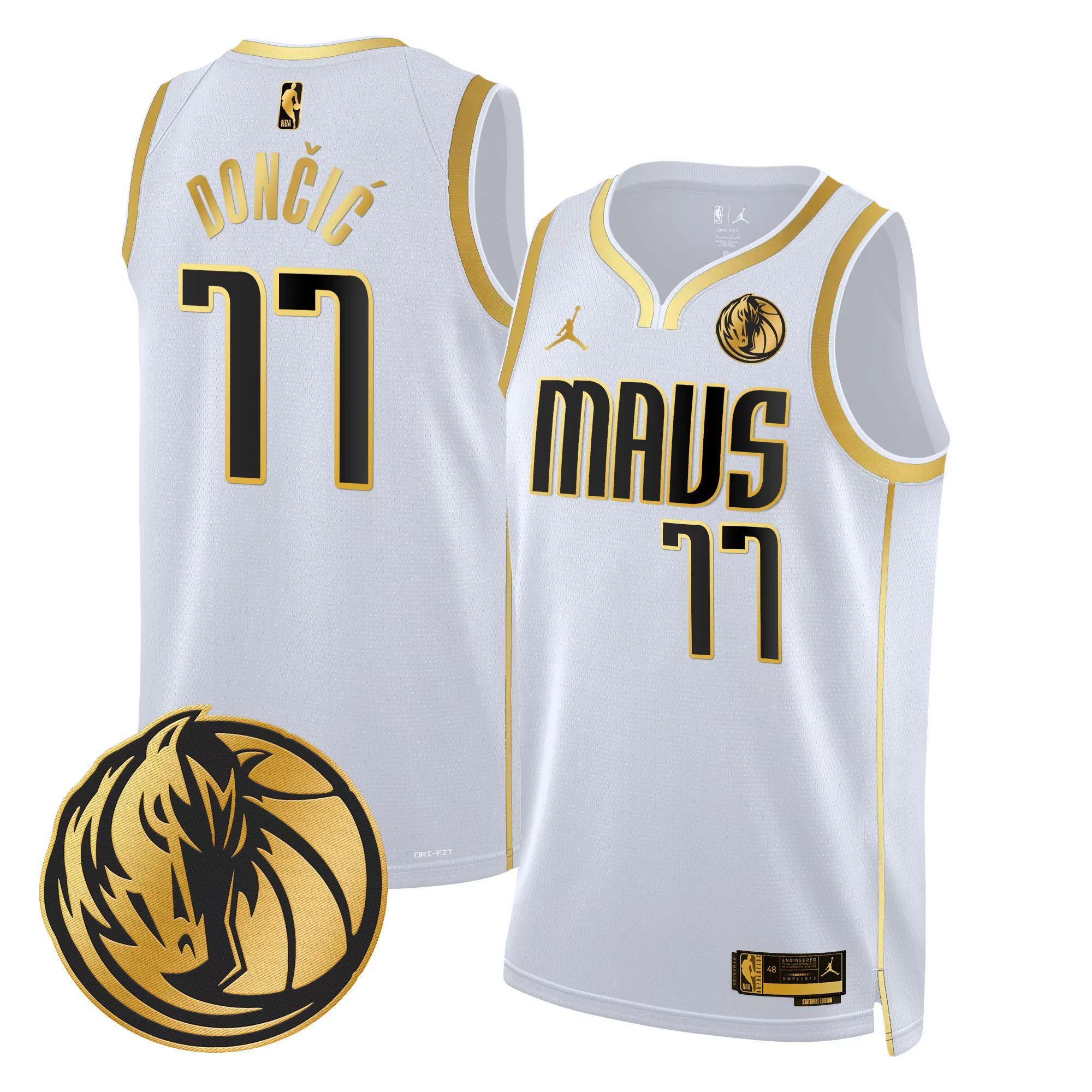 luka doncic white gold mens dallas mavericks swingman jersey v2 all stitched