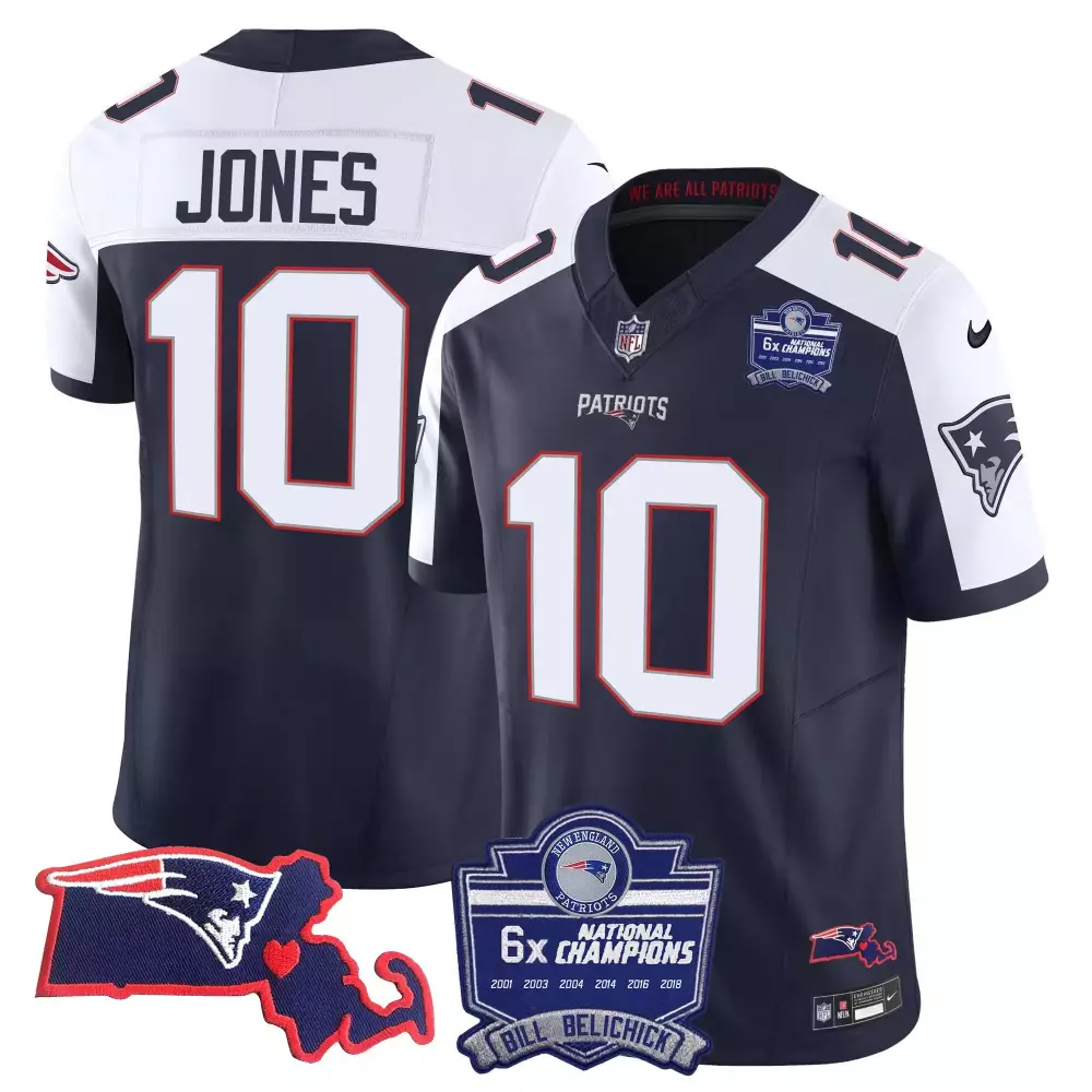 mac jones alternate womens new england patriots bill belichick 6x champions patch vapor jersey all stitched