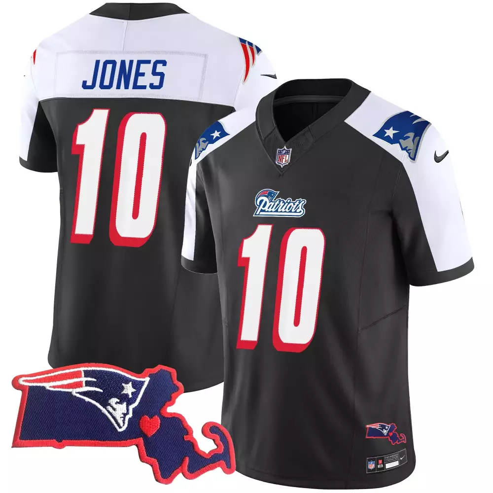 mac jones black alternate mens new england patriots 1996 throwback state patch vapor jersey all stitched