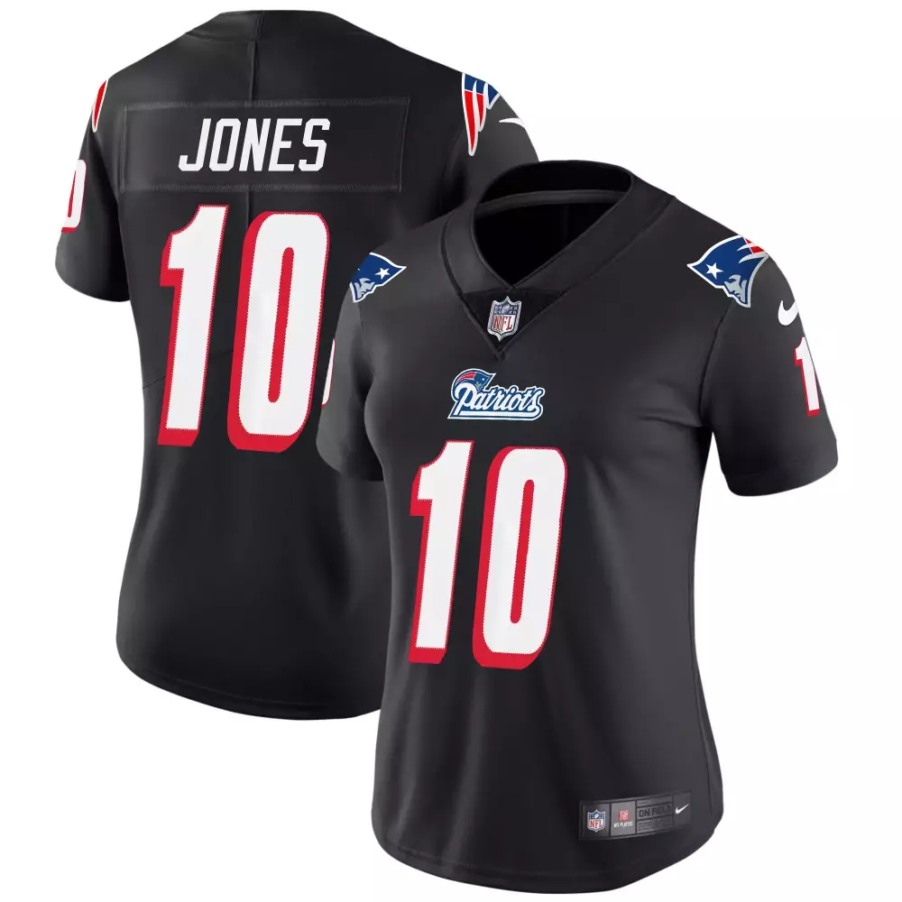 mac jones black womens new england patriots 1996 throwback limited vapor jersey all stitched