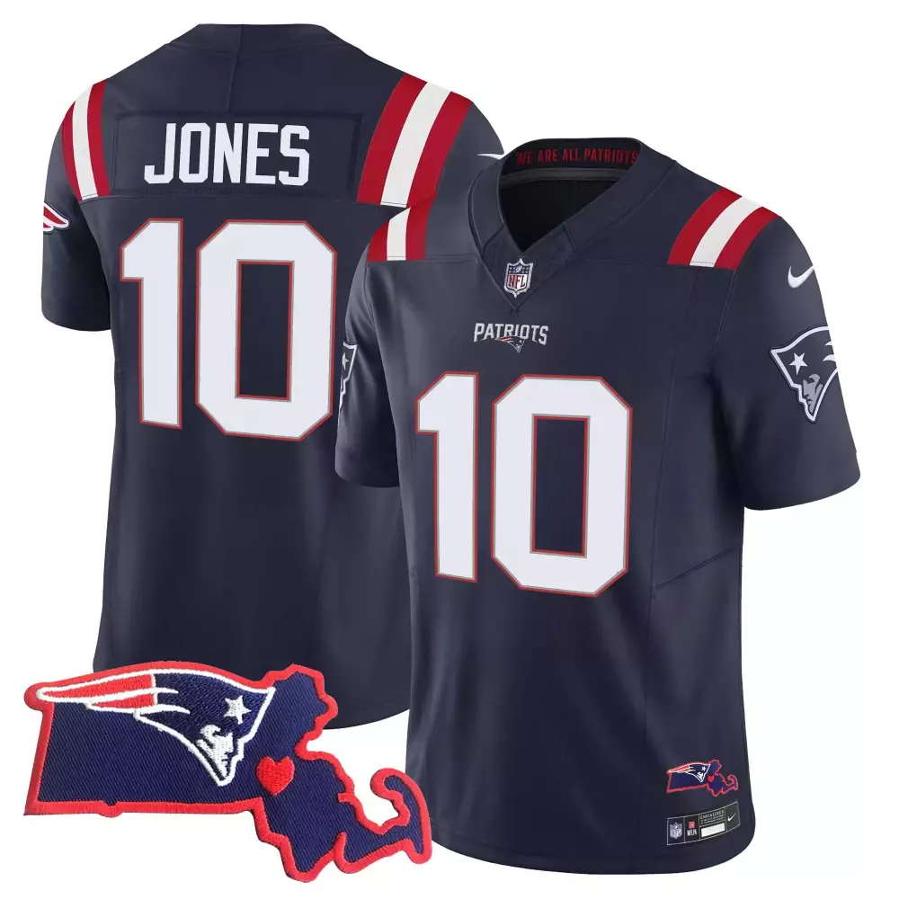 mac jones navy womens new england patriots massachusetts patch vapor jersey all stitched