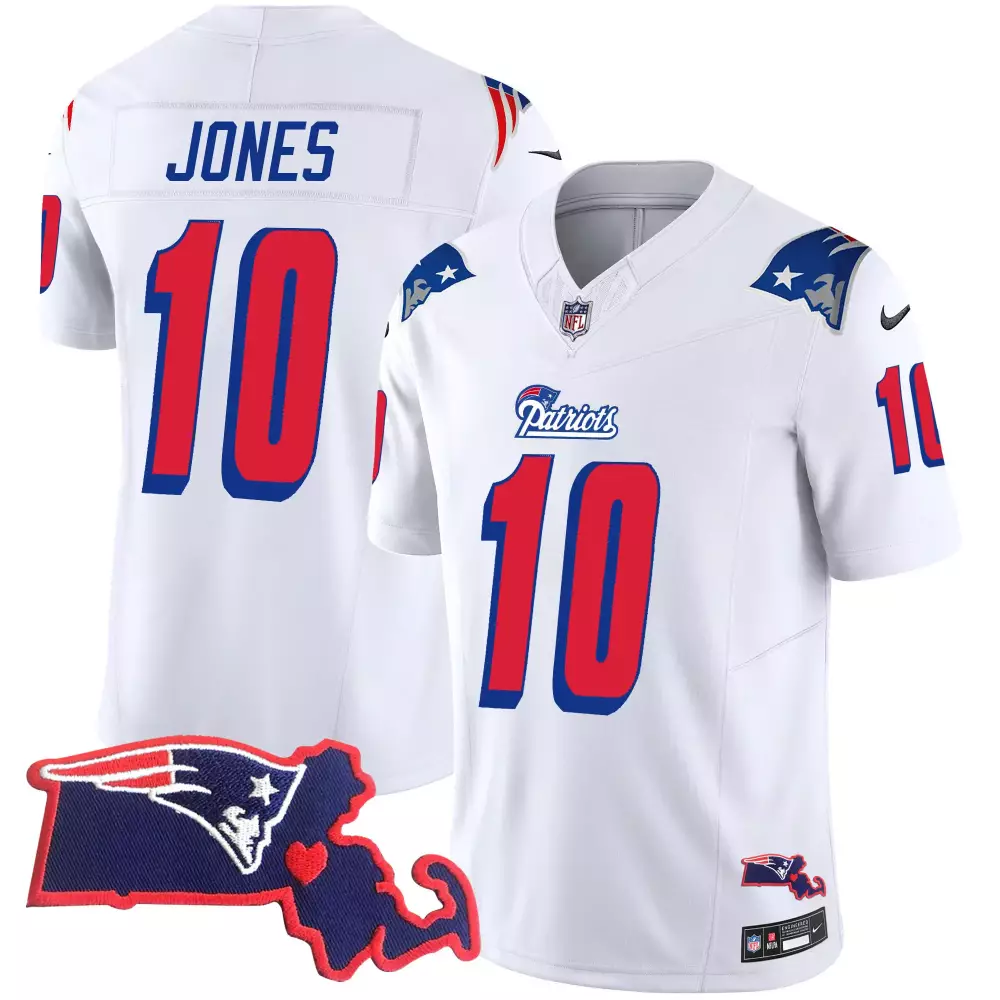 mac jones white mens new england patriots 1996 throwback state patch vapor jersey all stitched