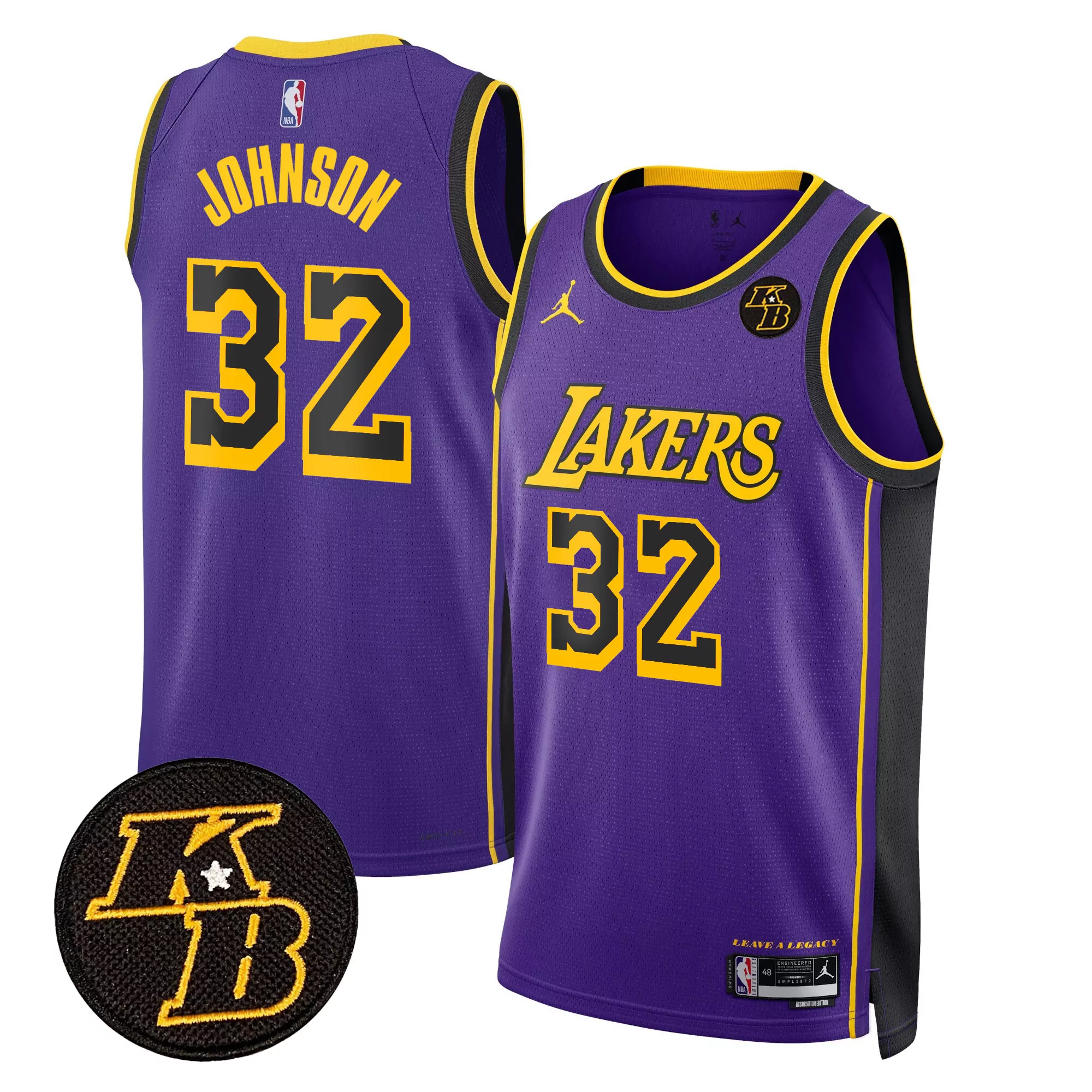 magic johnson black mamba mens los angeles lakers swingman jersey all stitched