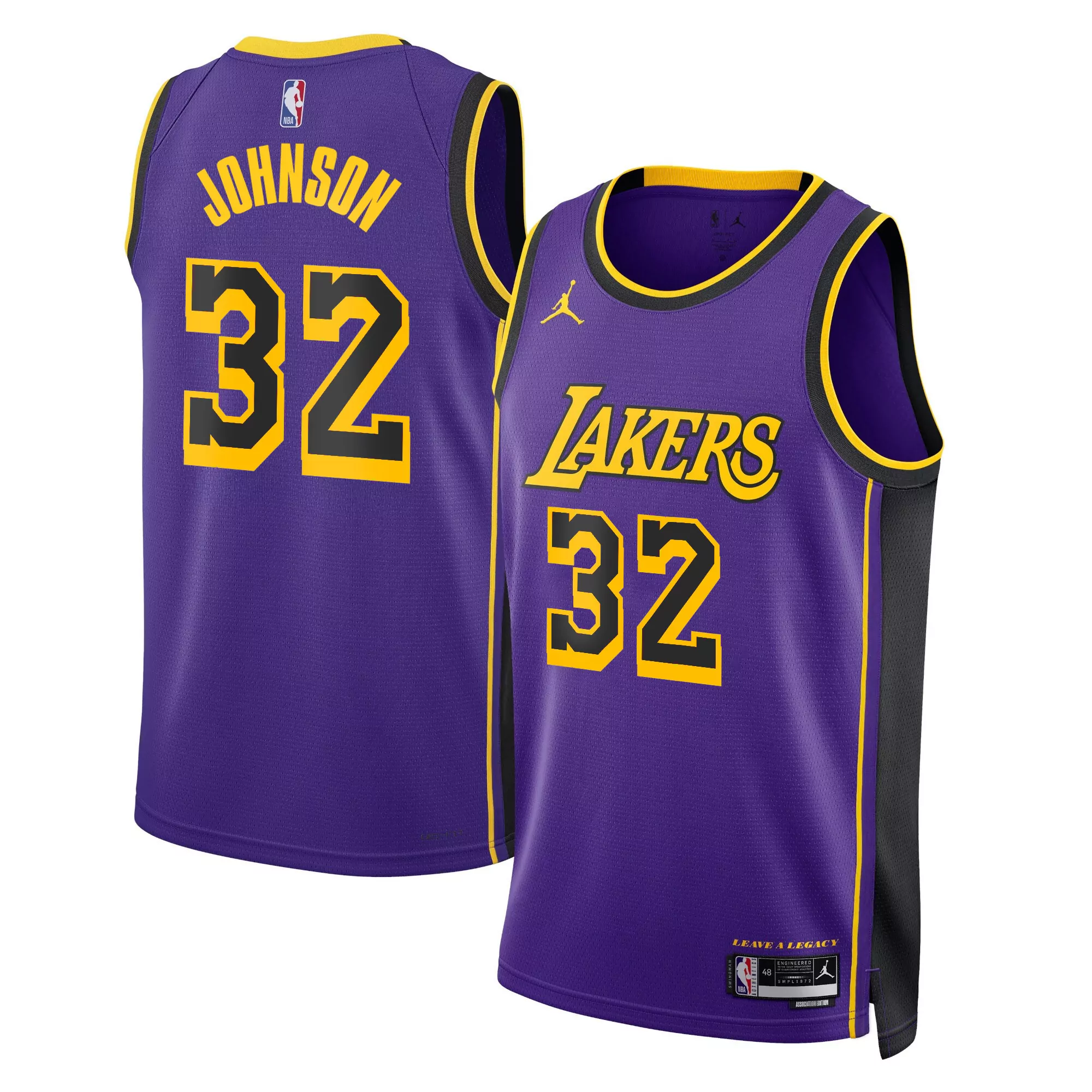 magic johnson black mamba mens los angeles lakers swingman jersey all stitched