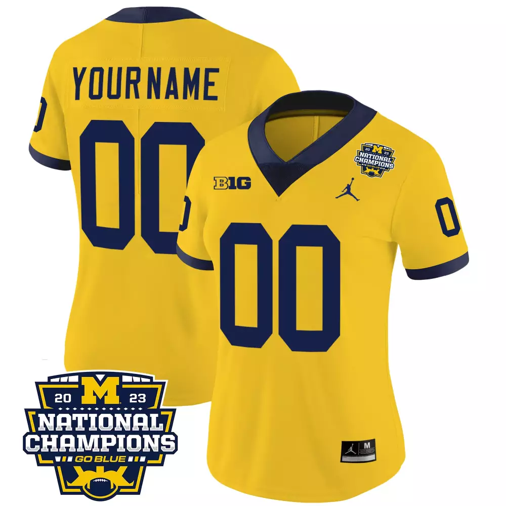 Michigan Wolverines 2023 National Champions Patch Vapor Custom Jersey V4 for Women | All Stitched | Limited Edition | For Women