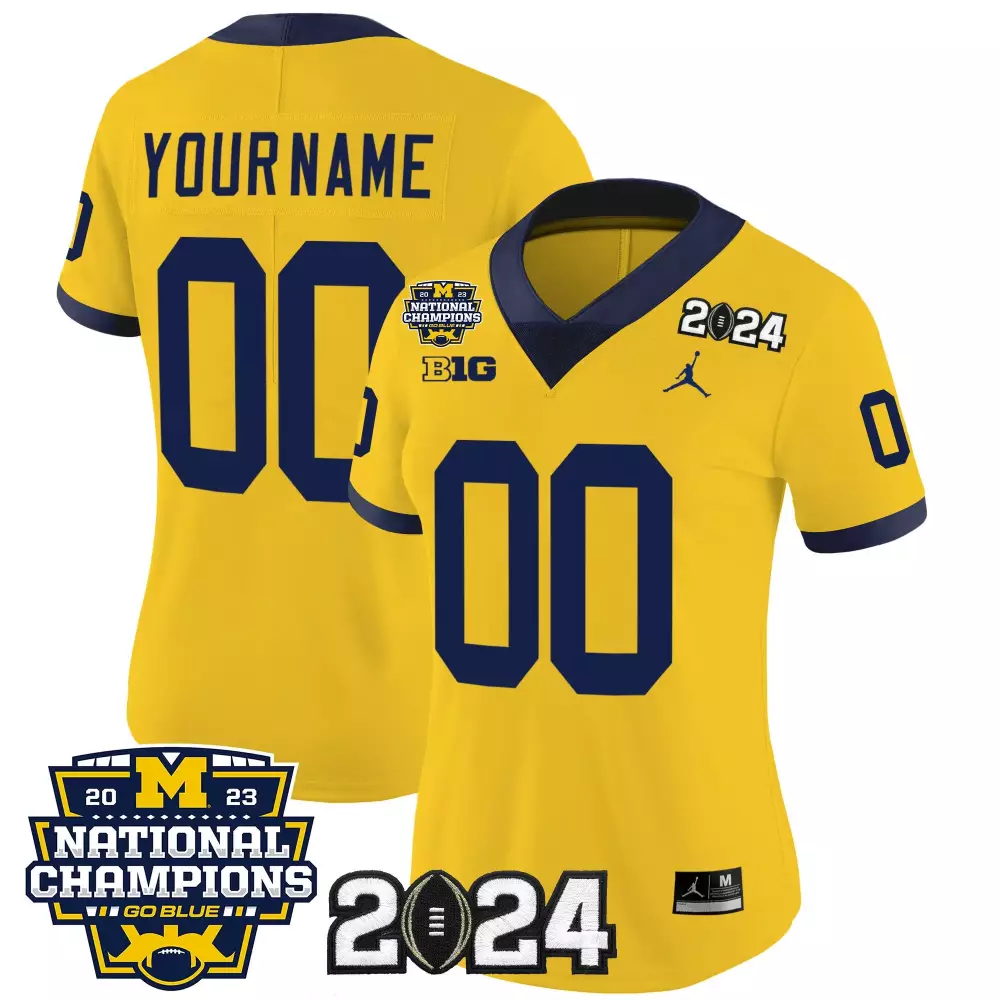 Michigan Wolverines 2023 National Champions Patch Vapor Custom Jersey V4 for Women | All Stitched | Limited Edition | For Women