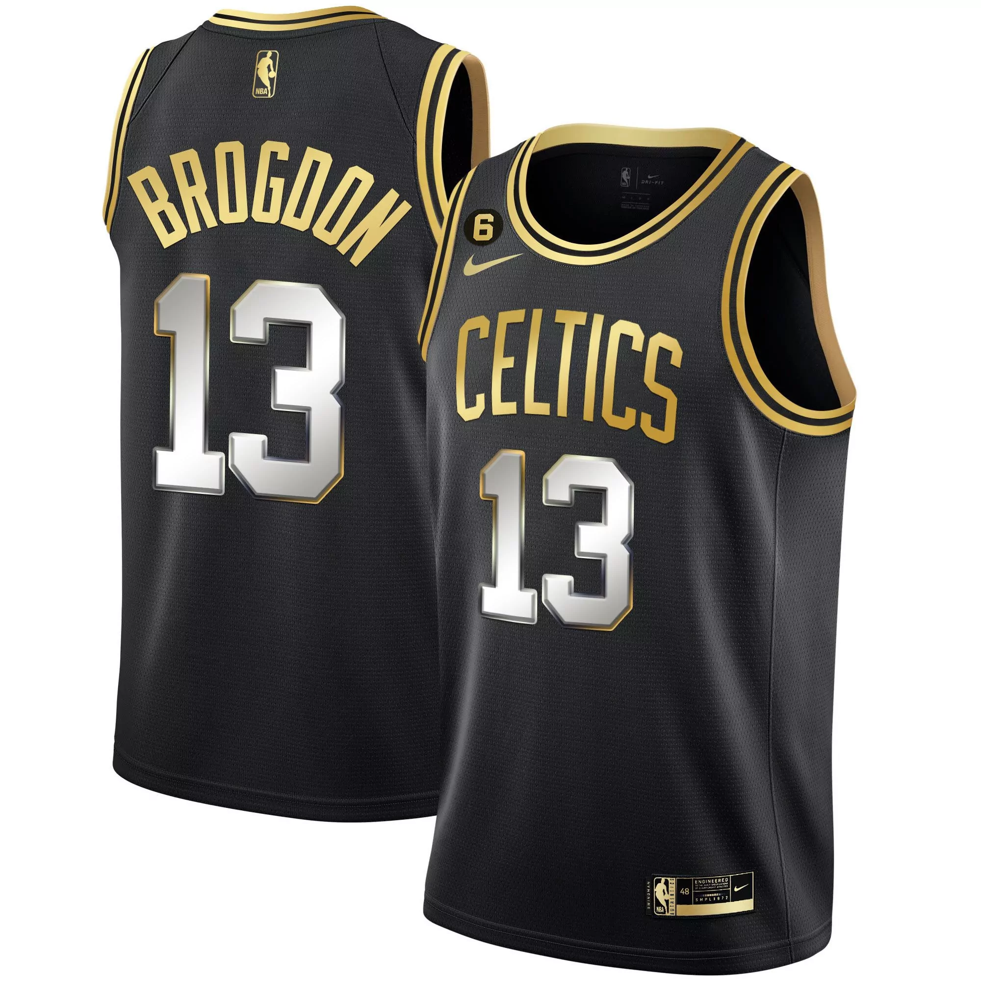 malcolm brogdon black limited mens boston celtics bill russell patch collection jersey all stitched