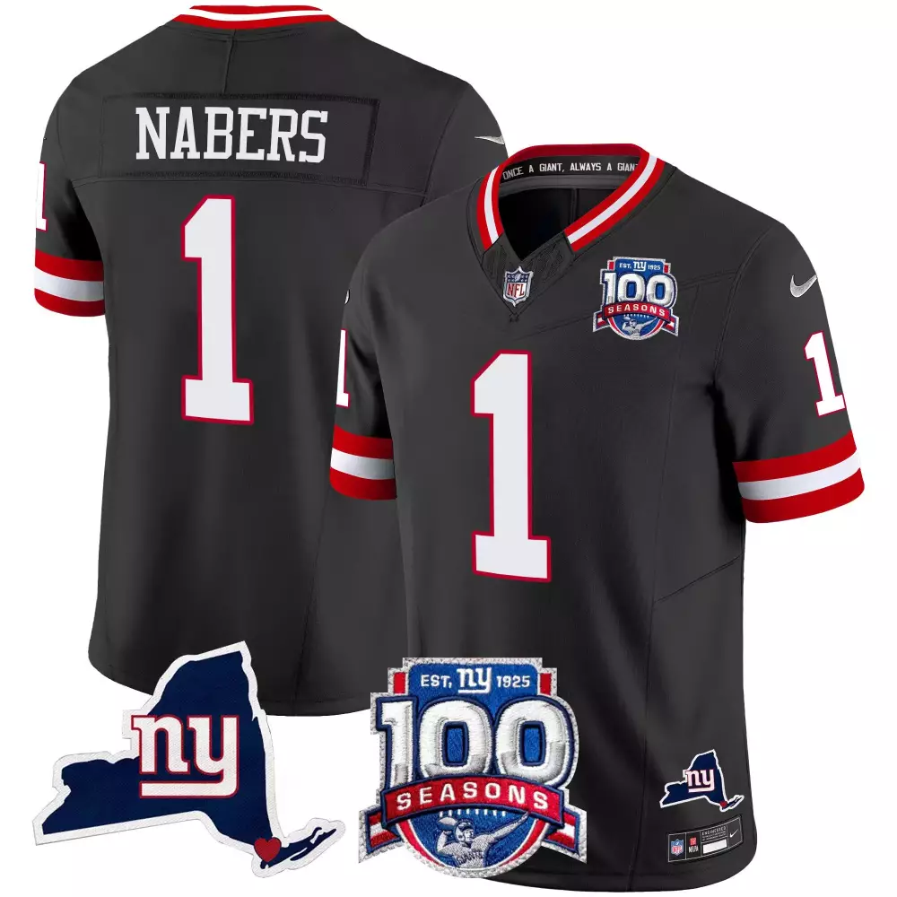 malik nabers black alternate womens new york giants 100th season state patch vapor limited jersey all stitched
