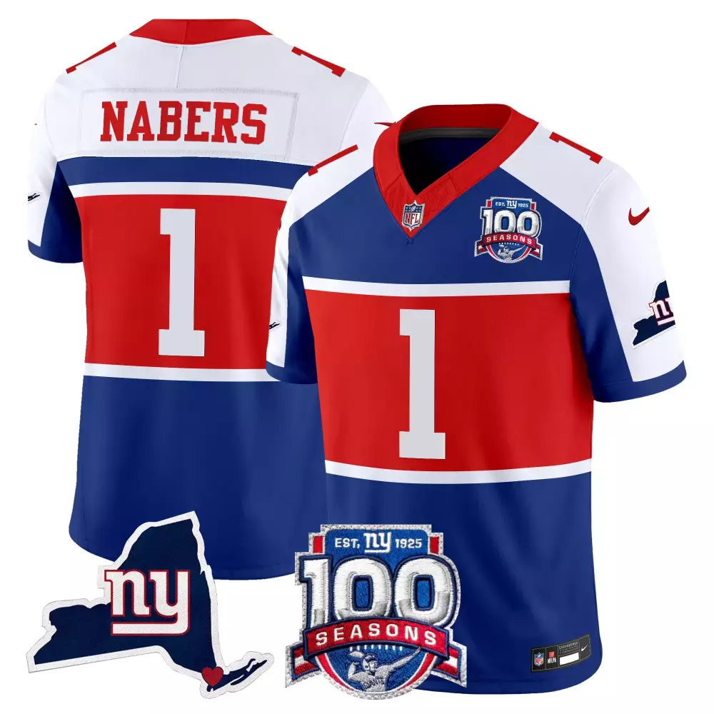 Malik Nabers New York Giants 100th Commemorative Red Vapor Jersey | Stitched Fan Gear for Men, Women & Youth