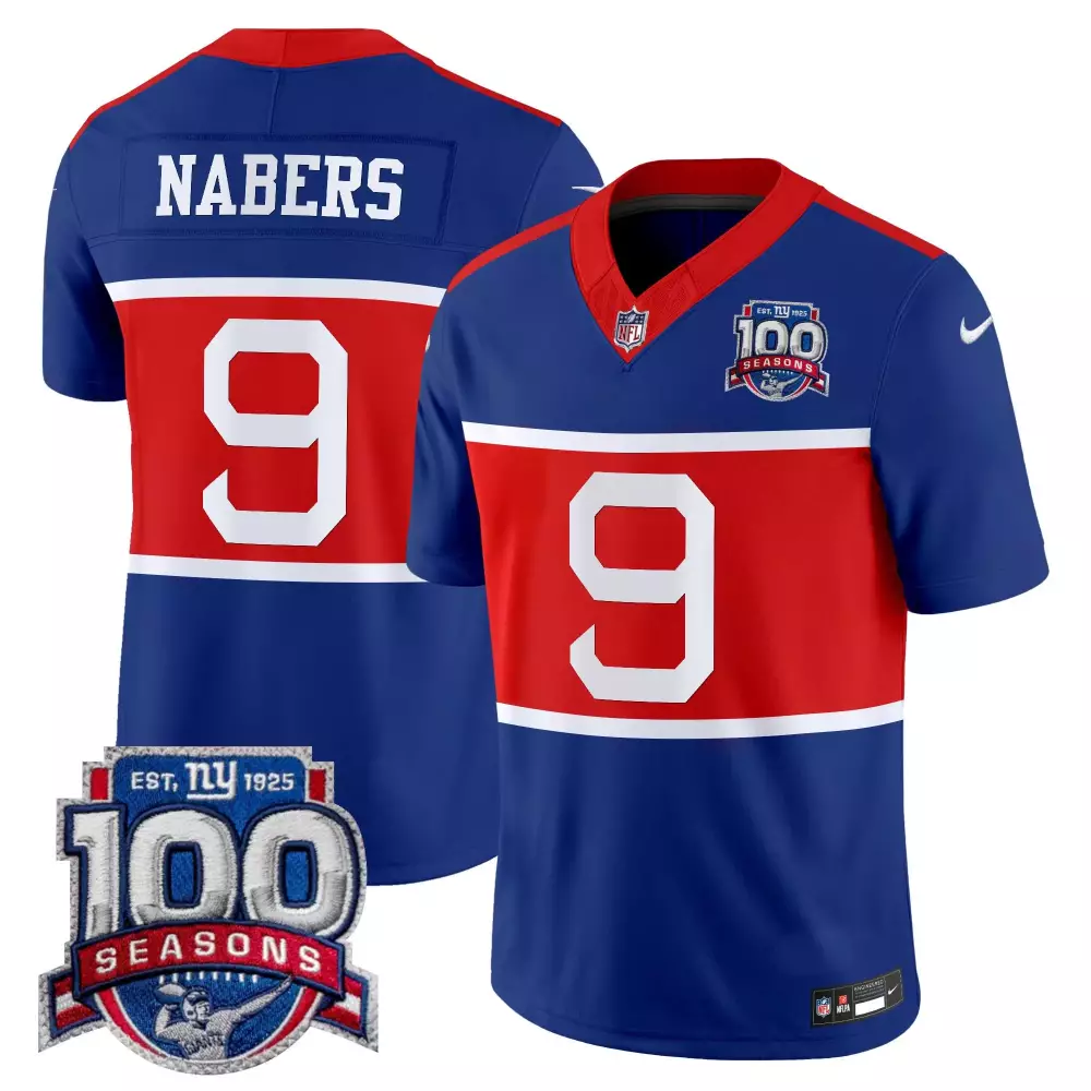 malik nabers royal mens new york giants 100th season state patch vapor limited jersey all stitched
