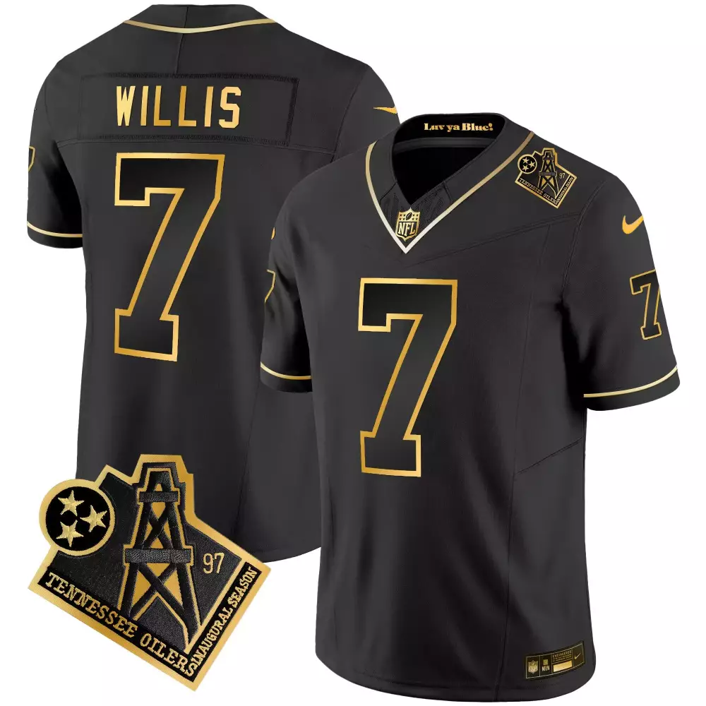 Malik Willis 1997 Throwback Black Gold Jersey | Vapor Edition | Tennessee Titans Fan Gear | For Men, Women & Youth