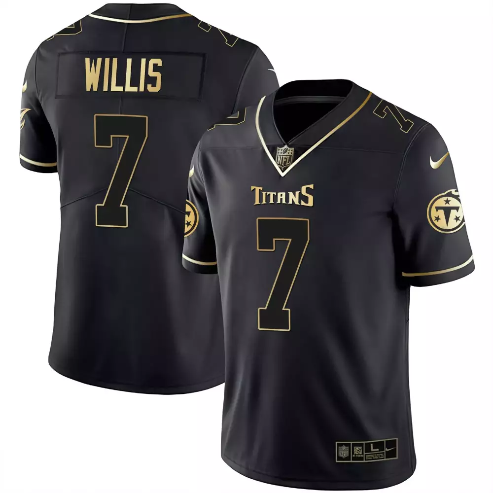 Malik Willis Black Gold Jersey | Tennessee Titans White Gold Edition | Fan Gear for Men | For Men, Women & Youth