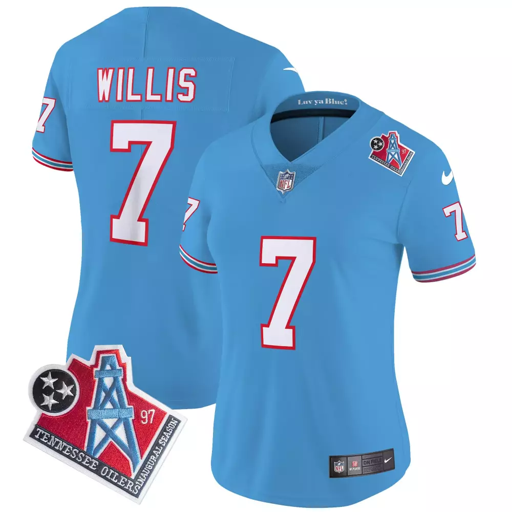 Malik Willis Light Blue Titans 1997 Throwback Limited Vapor Jersey | Stitched Fan Gear for Women | Perfect Gift Idea