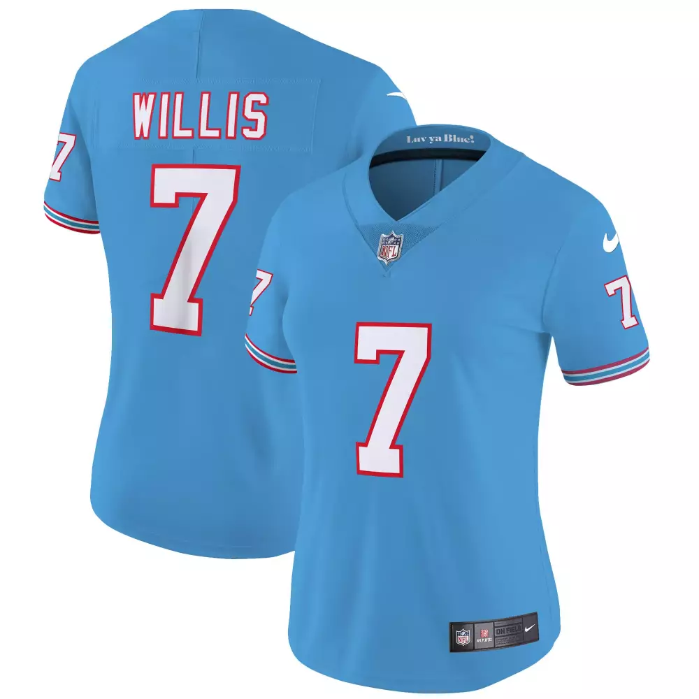 malik willis light blue womens tennessee titans throwback limited vapor jersey all stitched