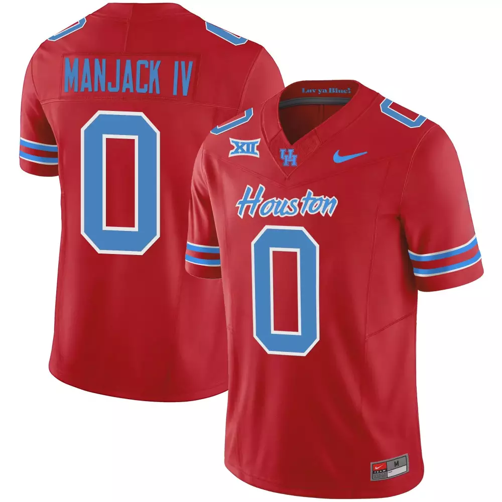 manjack iv red youths houston cougars 2023 oilers inspired vapor jersey all stitched