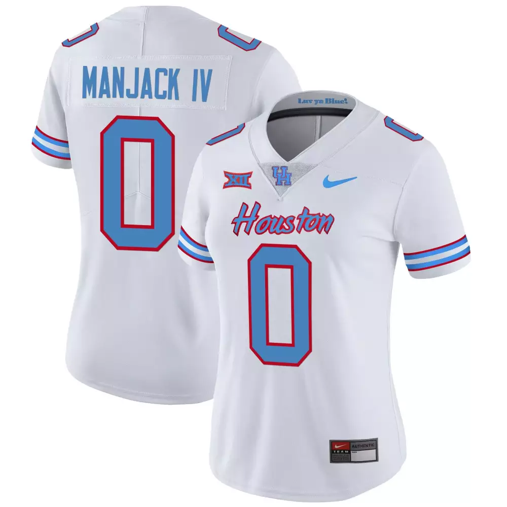 manjack iv white womens houston cougars 2023 oilers inspired vapor jersey all stitched