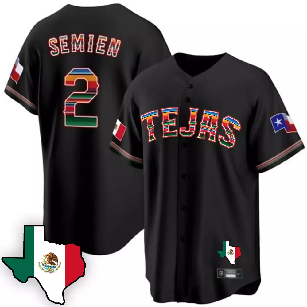 Marcus Semien Black Men's Texas Rangers Gold Trim Cool Base Jersey | Texas Patch | All Stitched | Fan Gear | For Men, Women & Youth