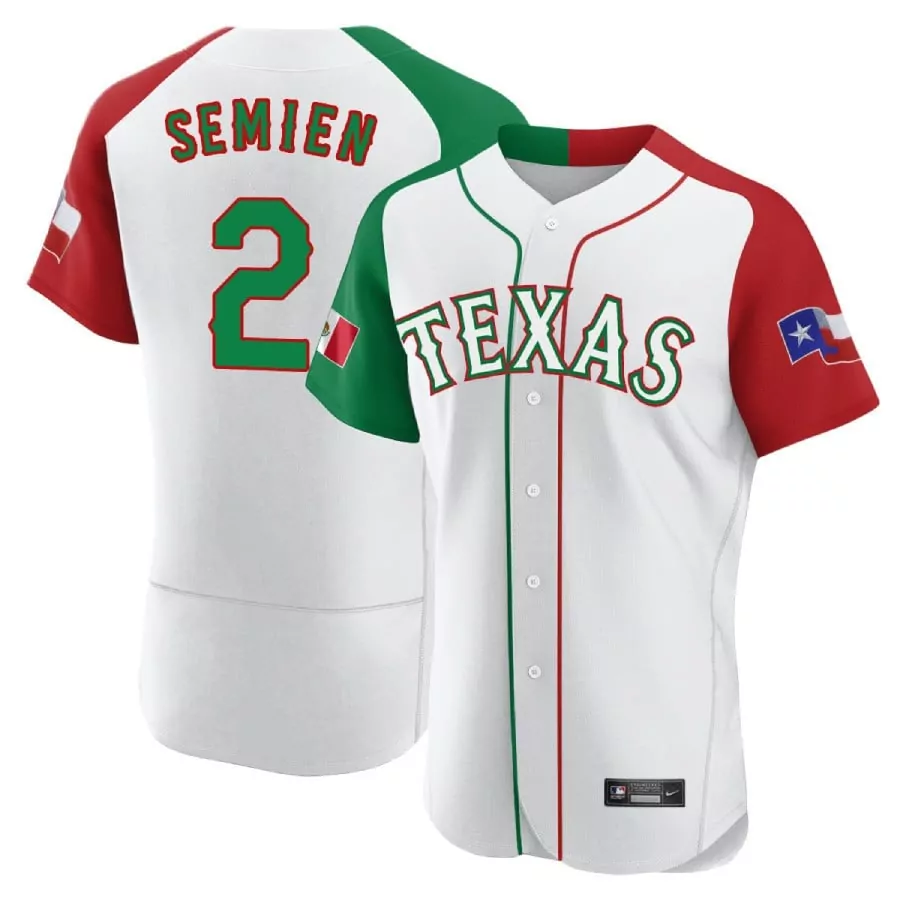 marcus semien flex base mens texas rangers mexican white alternate collection jersey all stitched