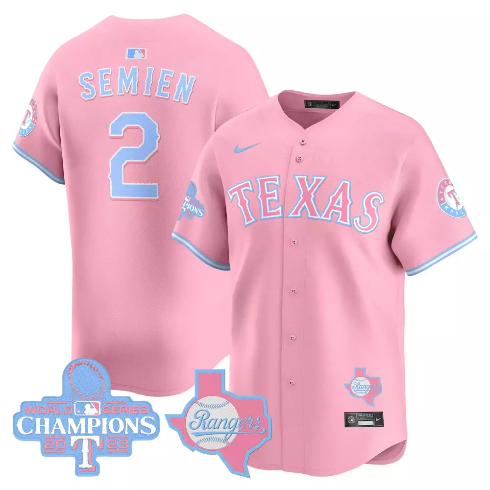 marcus semien pink unisex texas rangers bubblegum pink vapor premier limited jersey all stitched