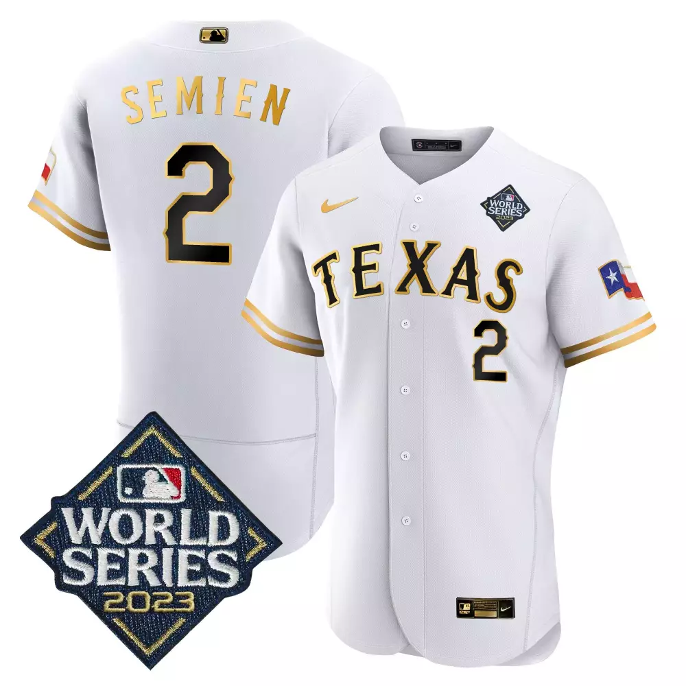 marcus semien white gold mens texas rangers 2023 world series flex base jersey v2 all stitched