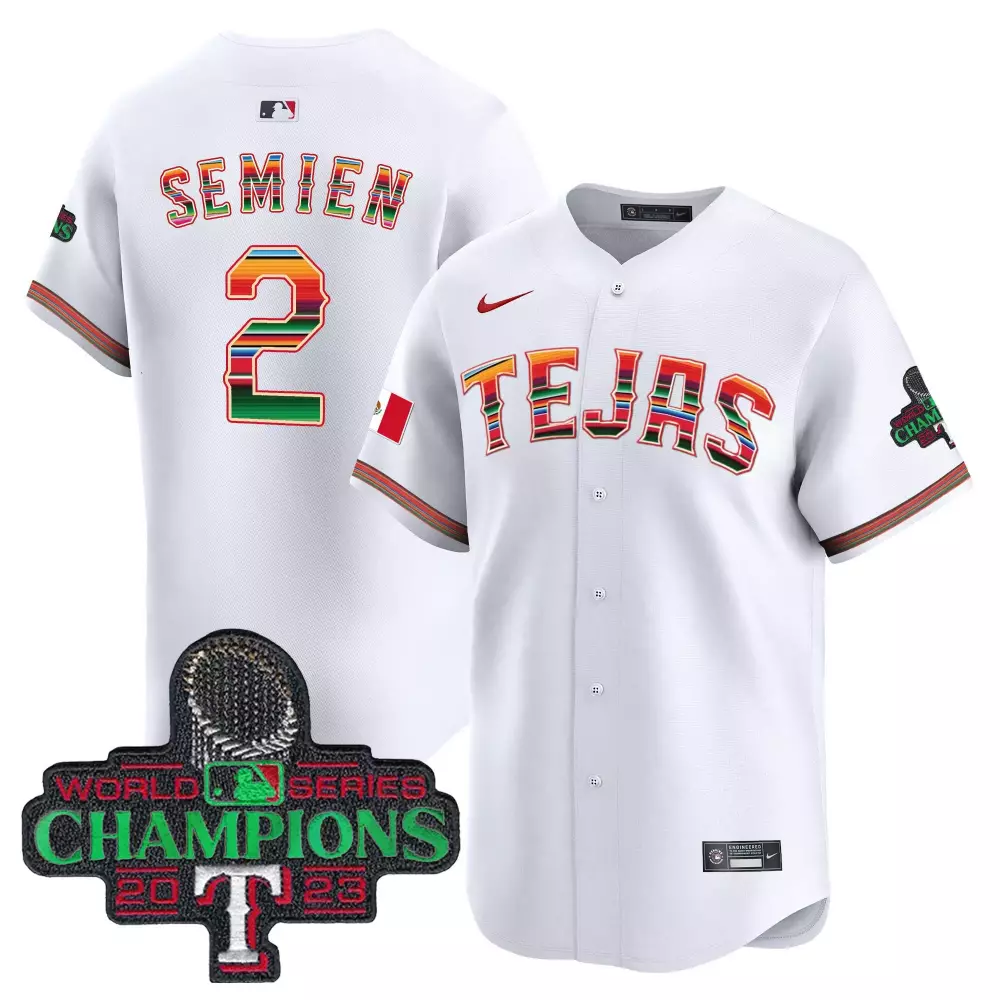 marcus semien white mens texas rangers mexico 2023 world series champions baseball jersey v2 all stitched