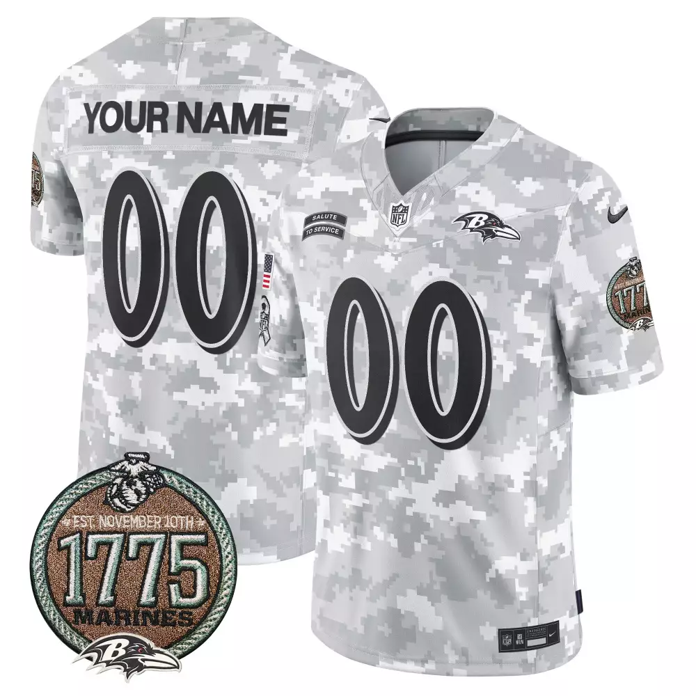 Marines Women's Baltimore Ravens 2024 Salute to Service Custom Jersey | All Stitched | For Women | Gift Idea
