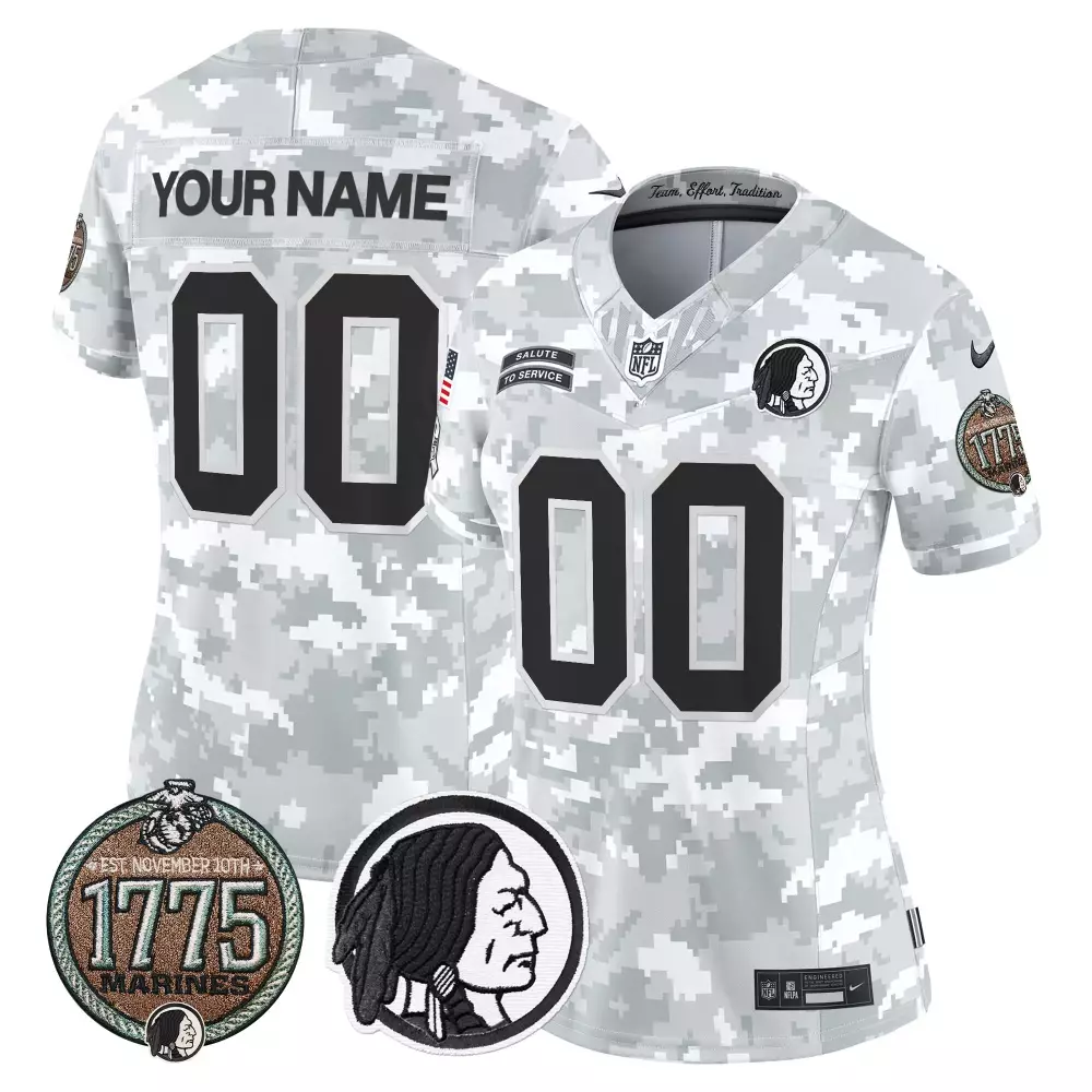 marines women washington redskins 2024 salute to service establishment year patch vapor limited custom jersey all stitch