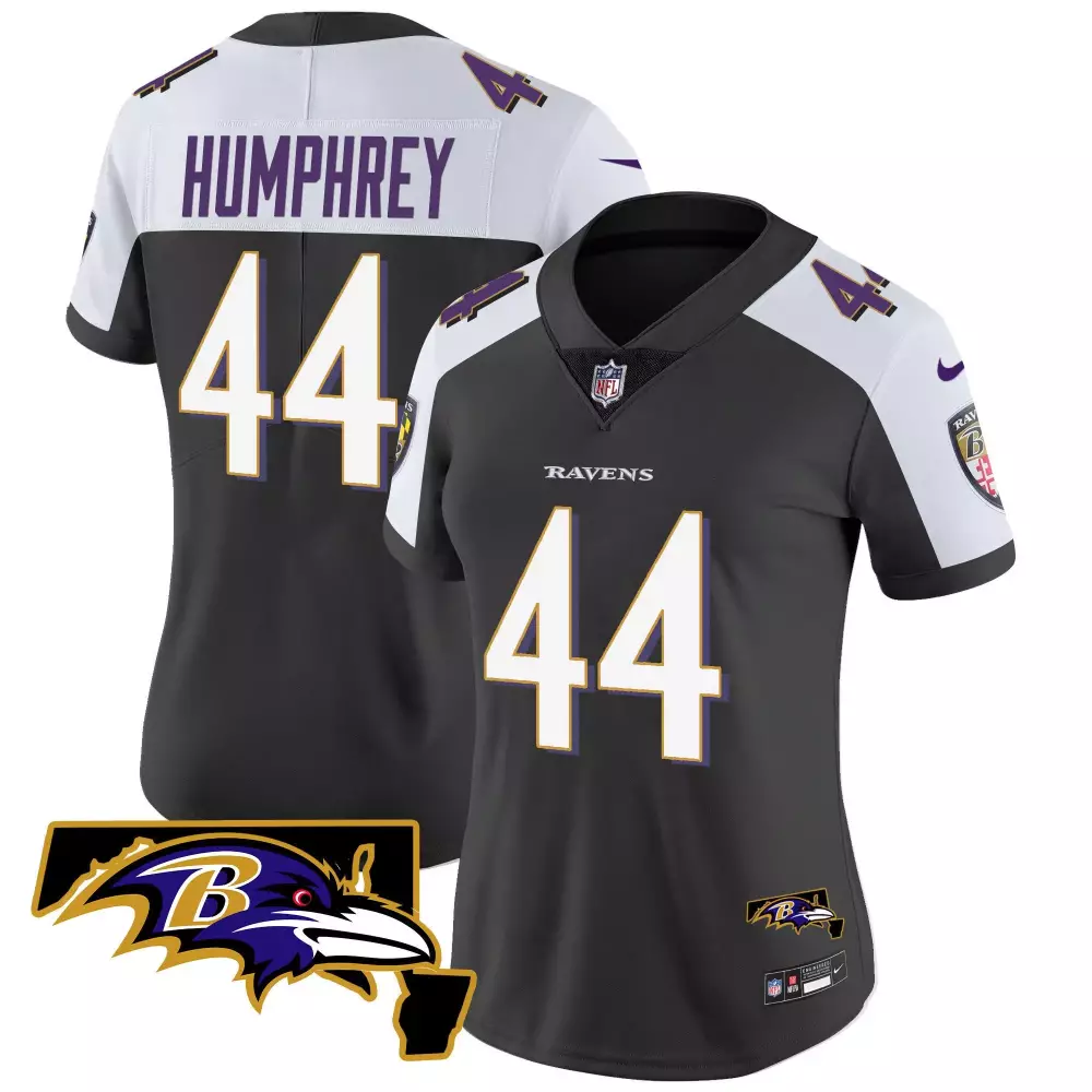 Marlon Humphrey Baltimore Ravens Black Alternate Women's Jersey | Jacoby Jones Patch | Vapor Limited Edition | Stitched Fan Gear | For Women & Youth