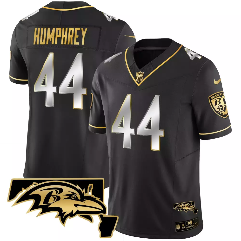 Marlon Humphrey Baltimore Ravens Maryland Patch Vapor Gold Jersey | Black Limited Edition Stitched Style | For Men, Women & Youth