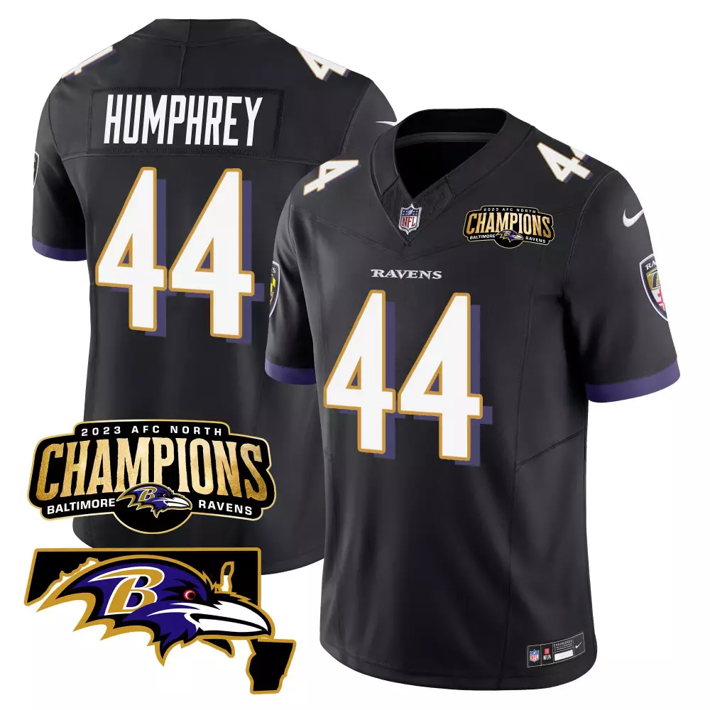 Marlon Humphrey Baltimore Ravens 2023 AFC North Champions Maryland Patch Vapor Jersey | Stitched Design | Fan Gear for Men, Women & Youth