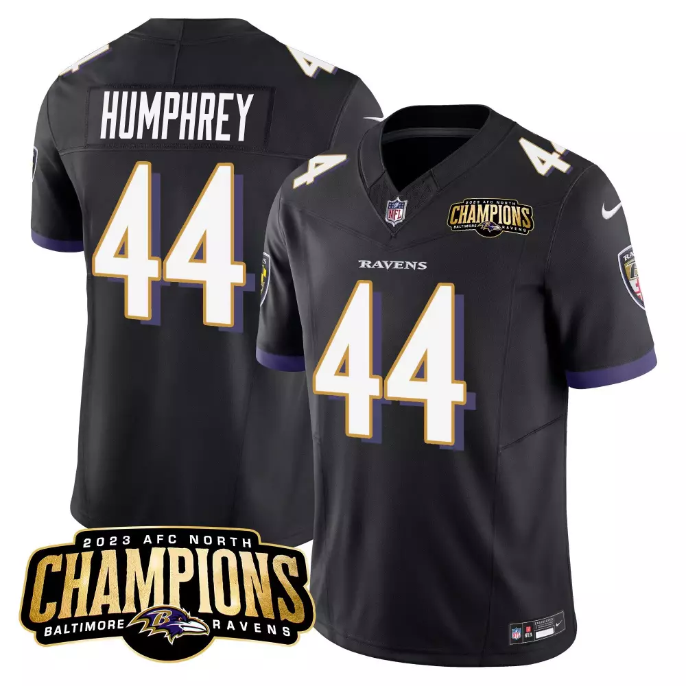 Marlon Humphrey Baltimore Ravens 2023 AFC North Champions Maryland Patch Vapor Jersey | Stitched Design | Fan Gear for Men, Women & Youth