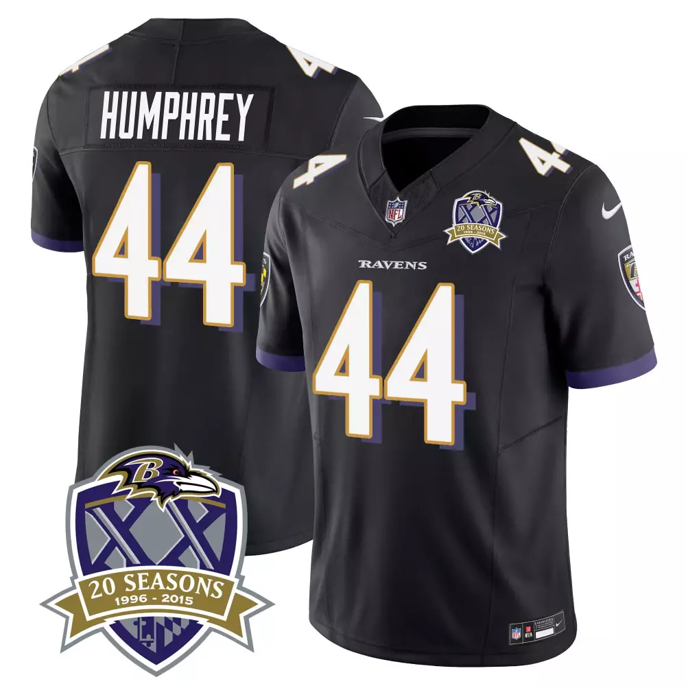 Marlon Humphrey Baltimore Ravens 20th Season Patch Baseball Jersey | All Stitched | For Men, Women & Youth