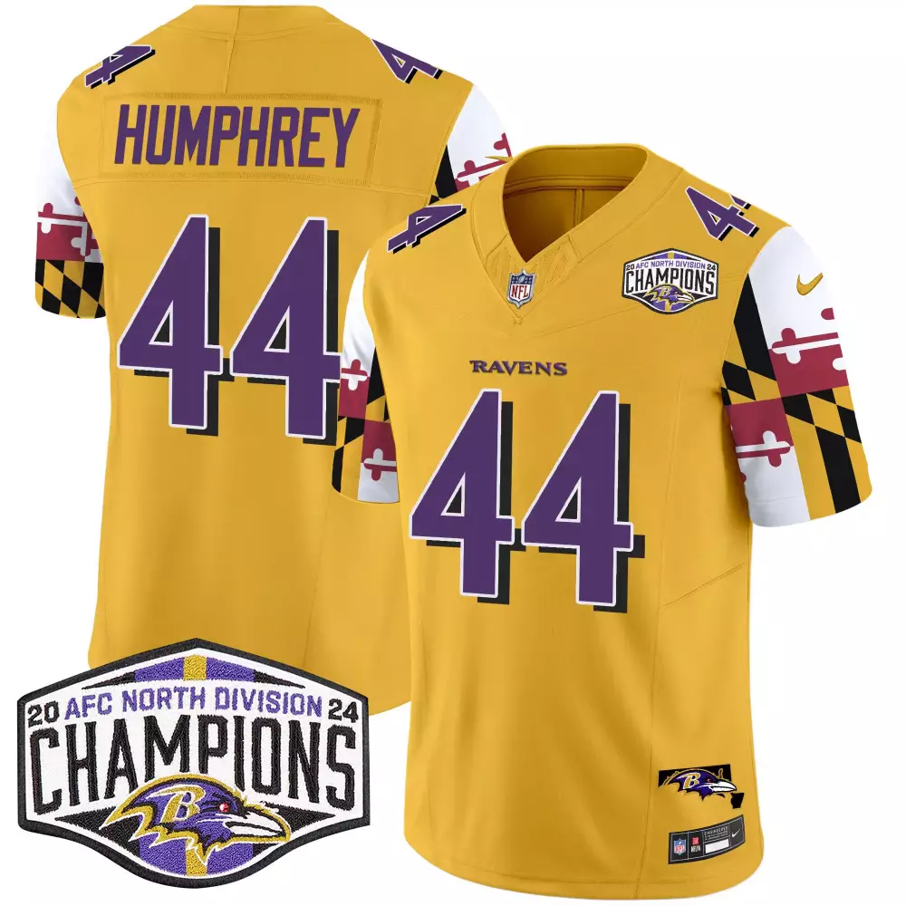 Marlon Humphrey Baltimore Ravens Gold City Edition Patch Vapor Limited Jersey | Stitched Fan Gear for Women & Youth