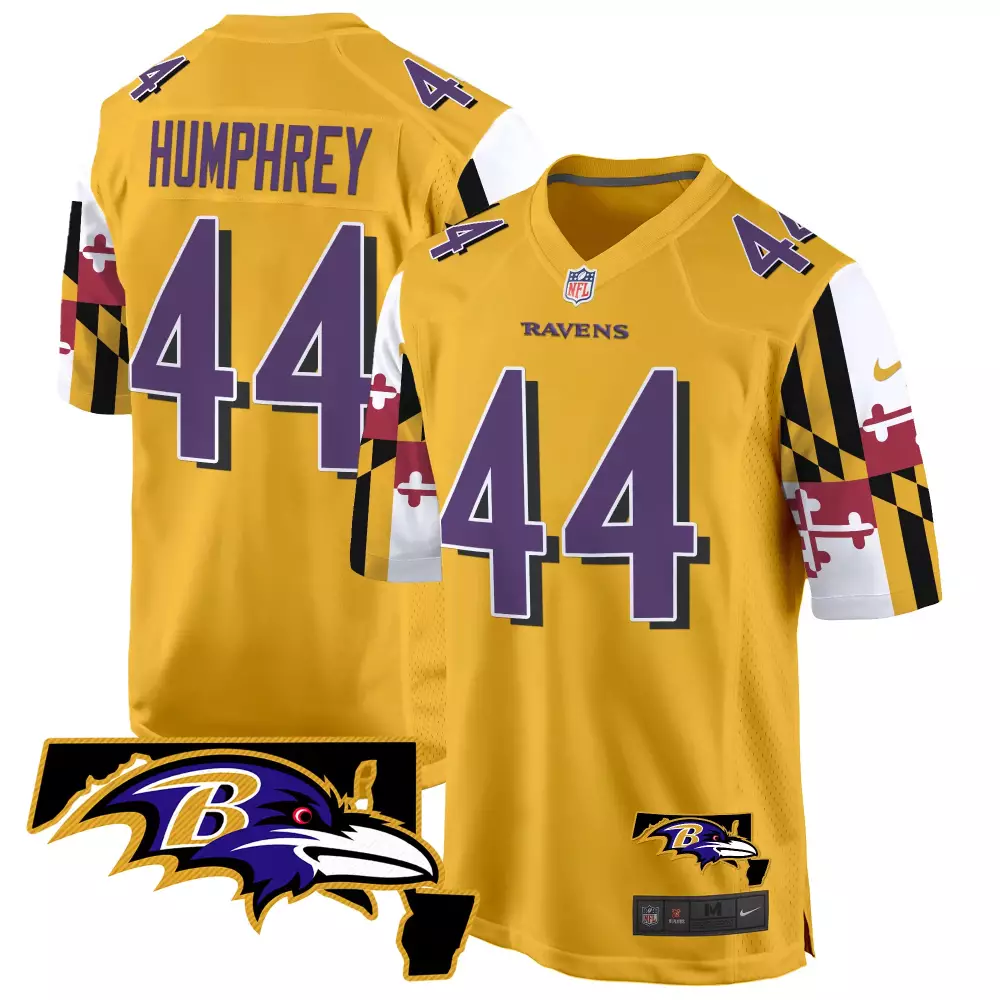 Marlon Humphrey Baltimore Ravens Gold City Edition Patch Vapor Limited Jersey | Stitched Fan Gear for Women & Youth
