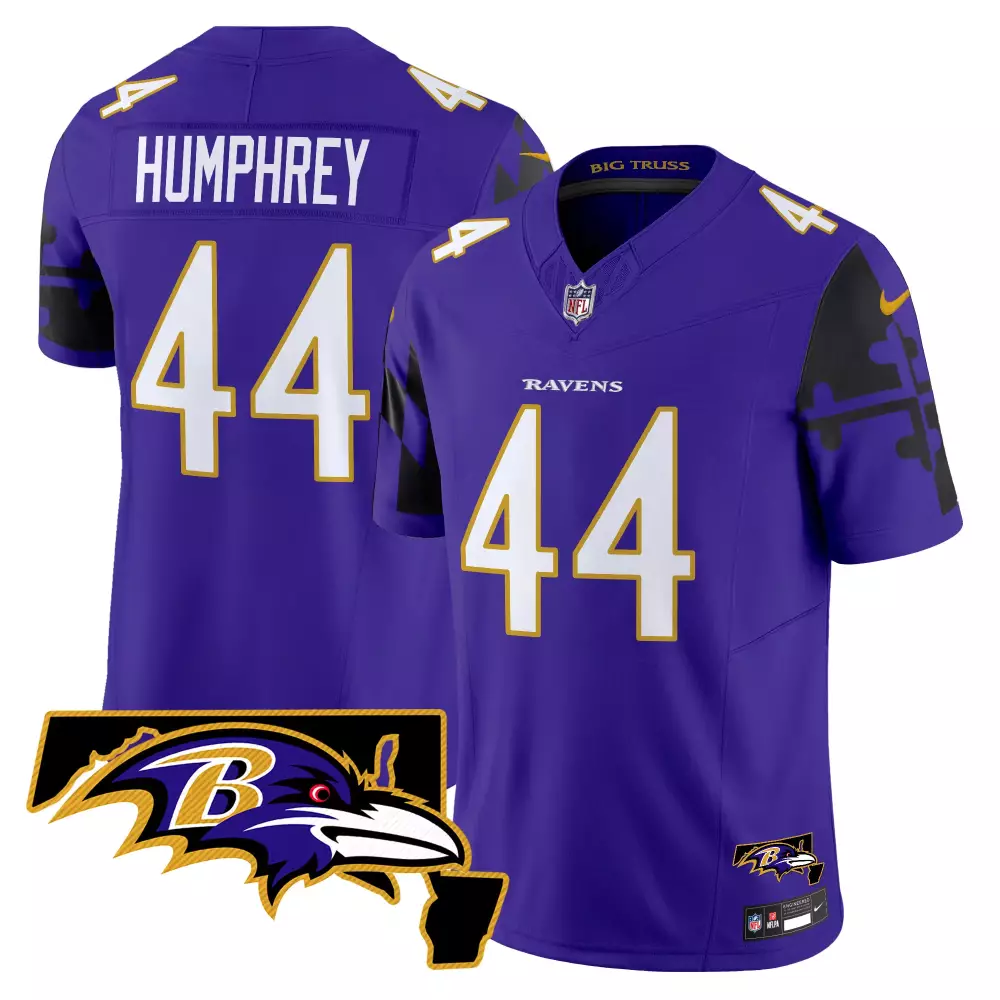 Marlon Humphrey Ravens Maryland Flag Map Jersey | Purple Men's Vapor Limited Edition | Stitched Fan Gear | For Men, Women & Youth