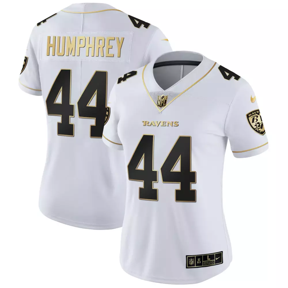 Marlon Humphrey Men's White Gold Jersey | Baltimore Ravens Maryland Patch | Gold Vapor Limited Edition | For Men, Women & Youth