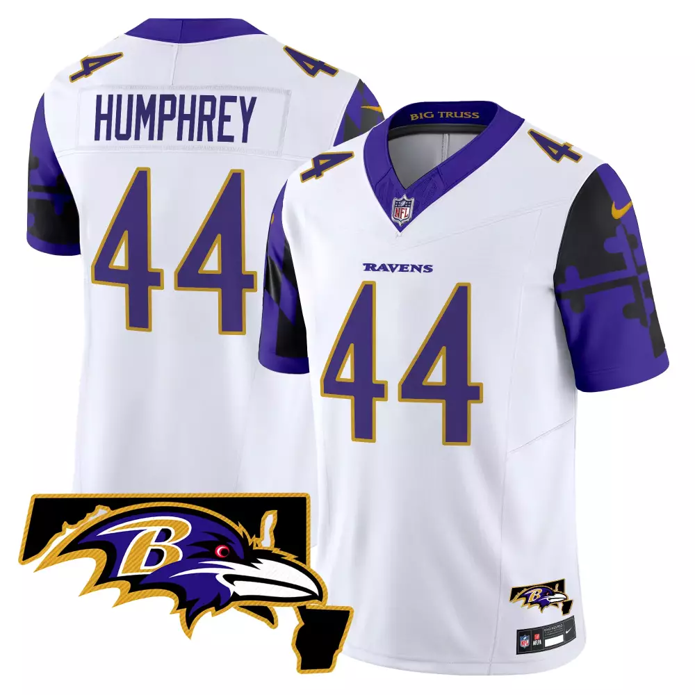 Marlon Humphrey Baltimore Ravens 2024 White Vapor Limited Jersey | Map Patch Style | All Stitched Fan Gear | For Men, Women & Youth