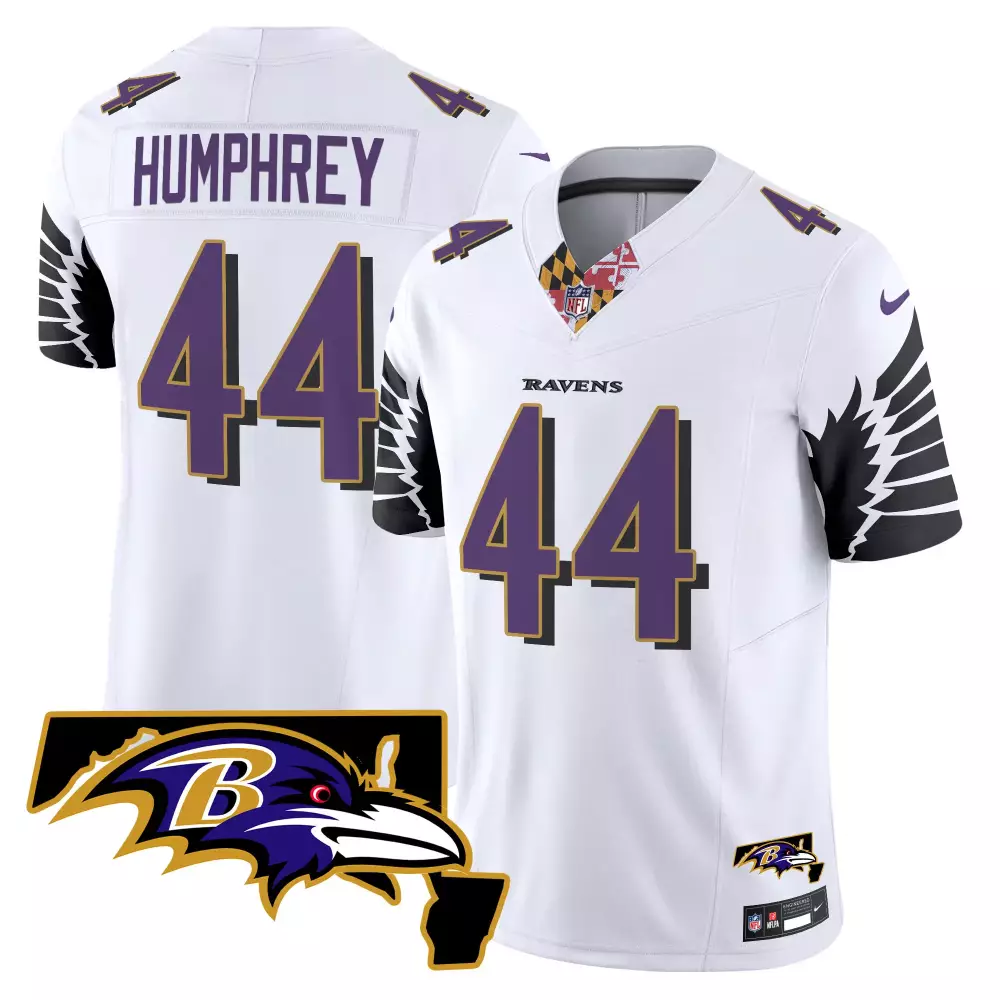 Marlon Humphrey Baltimore Ravens 2024 White Vapor Limited Jersey V2 | Maryland Patch Style | All Stitched Fan Gear | For Men, Women & Youth