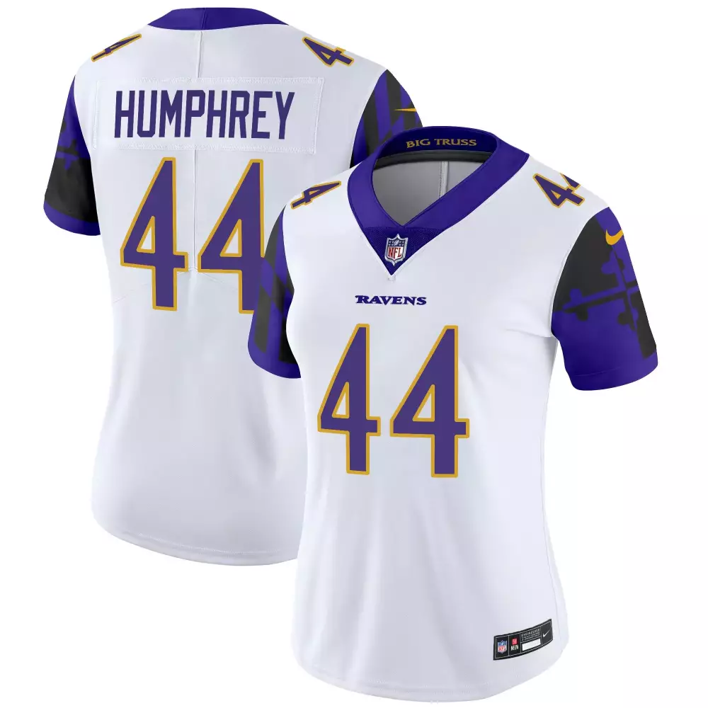 Marlon Humphrey Baltimore Ravens 2024 White Women's Maryland Flag Vapor Limited Jersey V2 | All Stitched Fan Gear | For Women