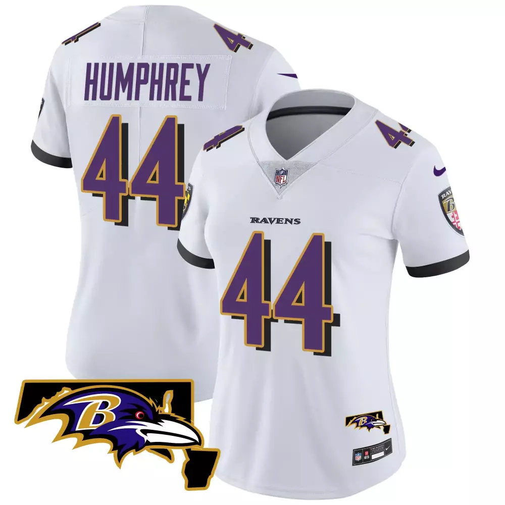 Marlon Humphrey Baltimore Ravens 2024 White Women's Maryland Flag Vapor Limited Jersey V2 | All Stitched Fan Gear | For Women