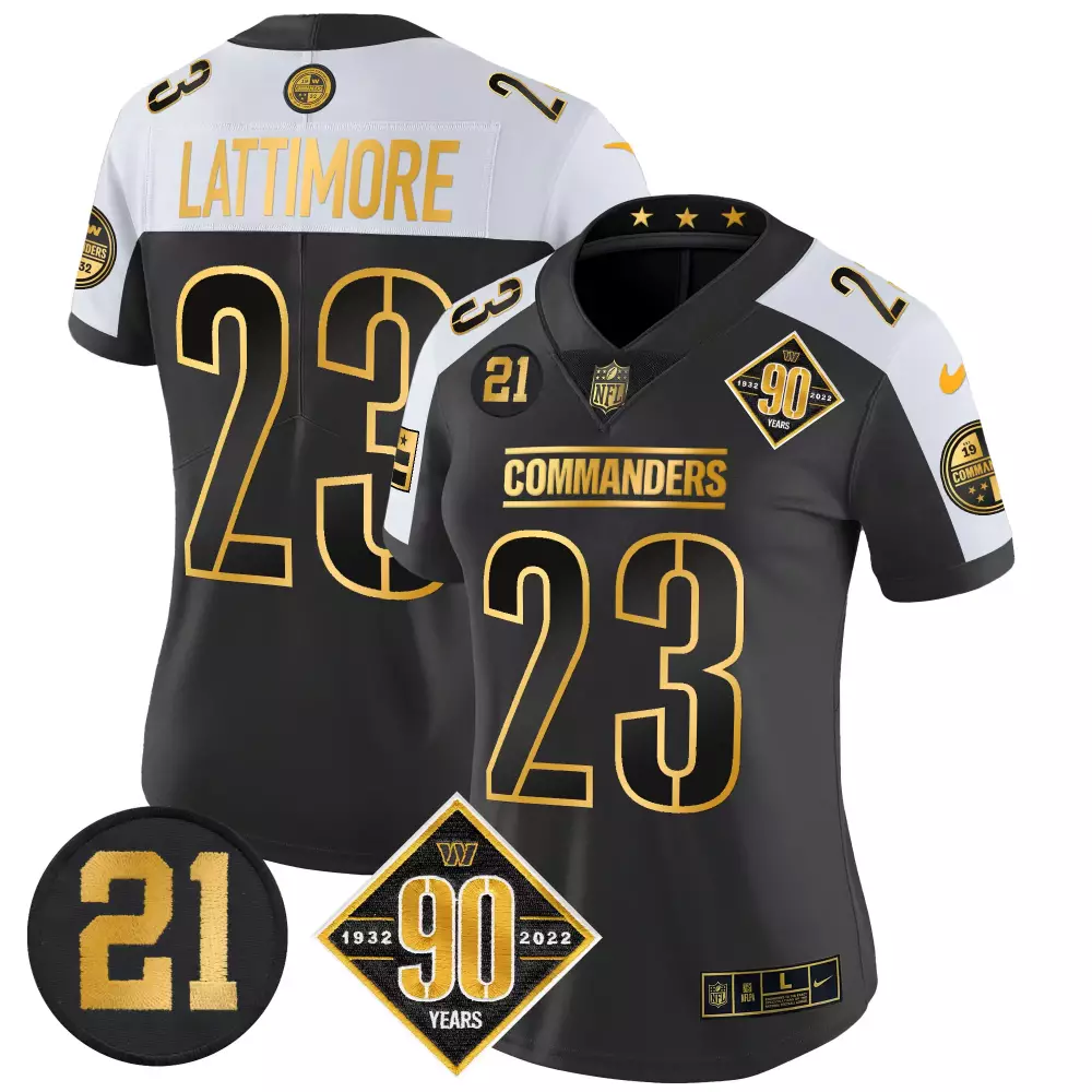 marshon lattimore alternate mens washington commanders 90th sean taylor patch gold vapor limited jersey all stitched
