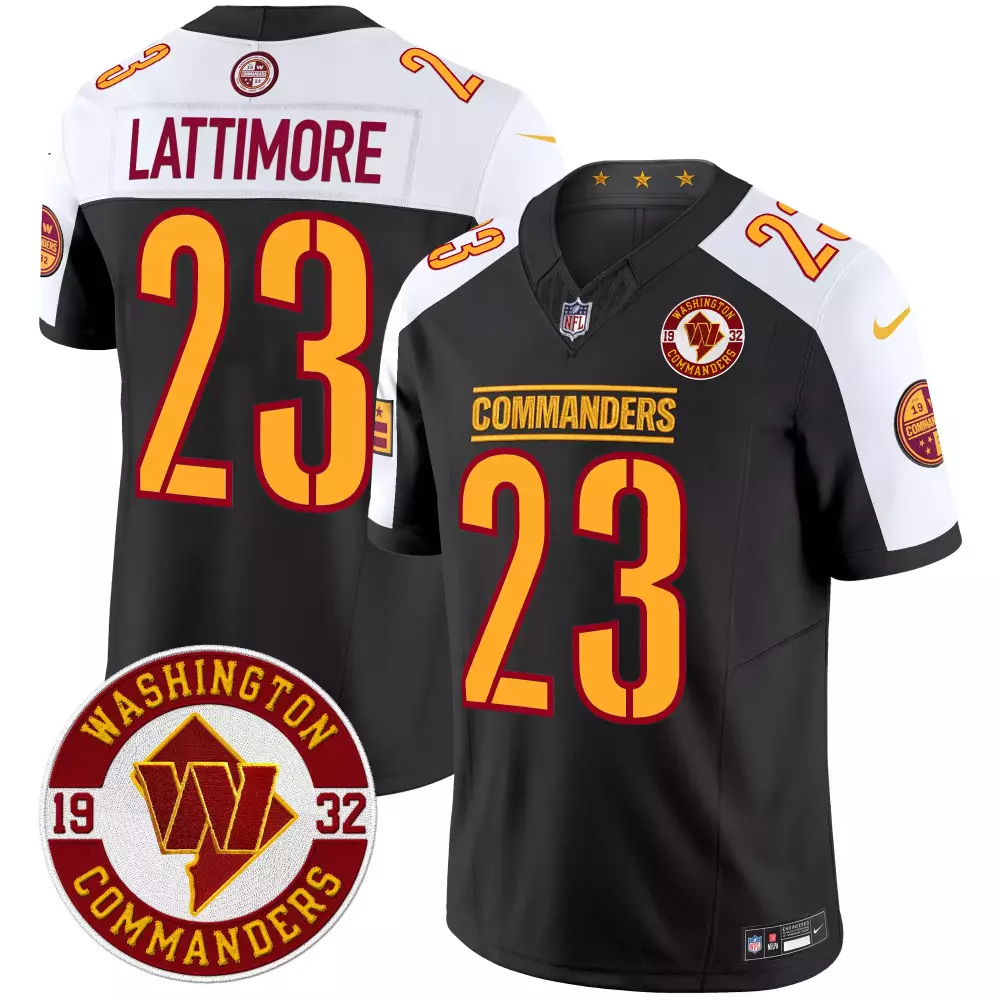 marshon lattimore alternate mens washington commanders 90th sean taylor patch gold vapor limited jersey all stitched