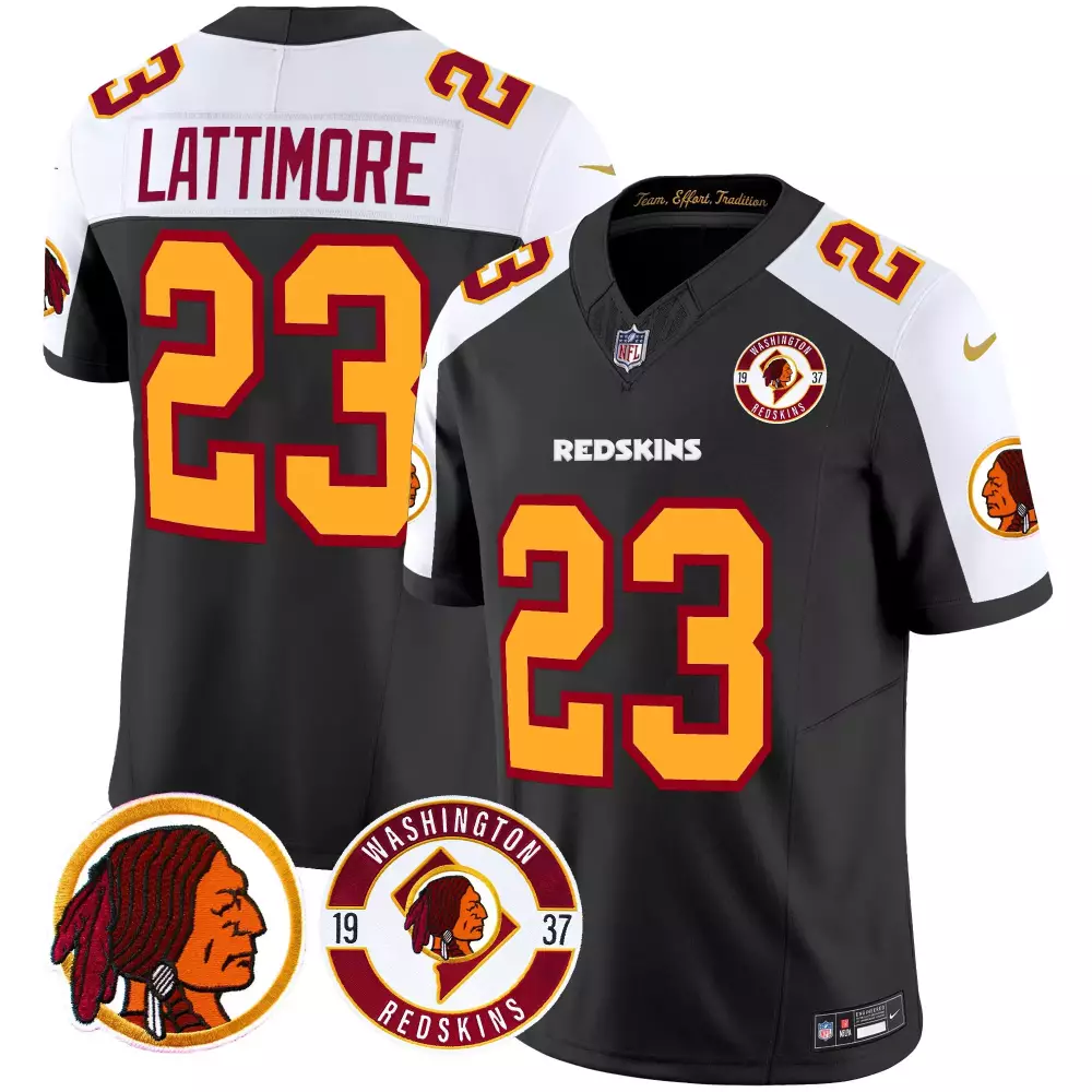 marshon lattimore black alternate mens washington redskins 2024 vapor limited jersey est 1937 patch all stitched