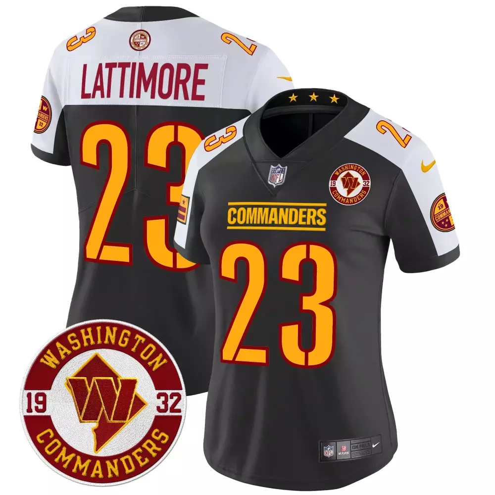 marshon lattimore black alternate mens washington commanders 90th sean taylor patch vapor limited jersey all stitched